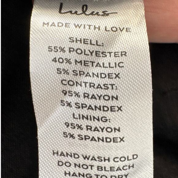 Lulus Stretch Bodysuit Square Neck Sleeveless Black Metallic Sparkle Size L NWT - Picture 9 of 9